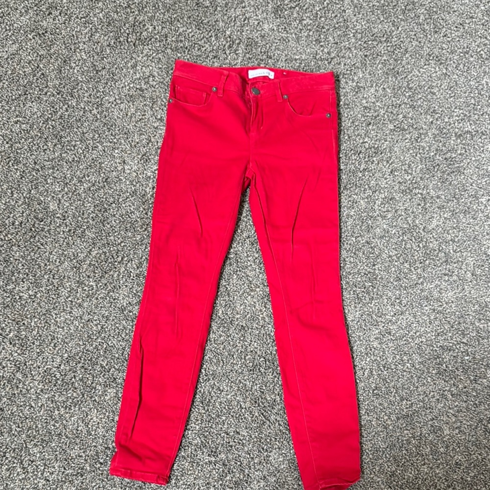 LOFT Women's Vibrant Red Skinny Jeans
